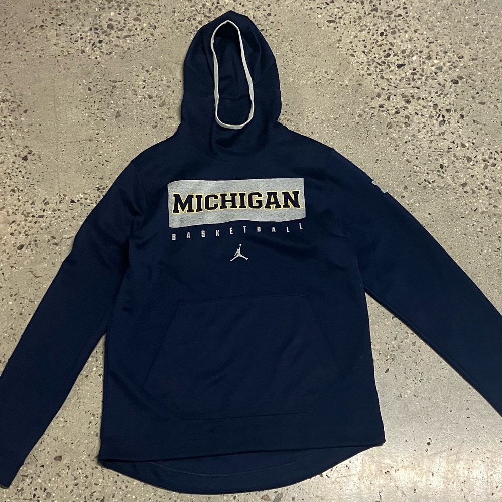 Nike Jordan Michigan Wolverines Basketball Navy Hoodie Sweatshirt Men's Medium